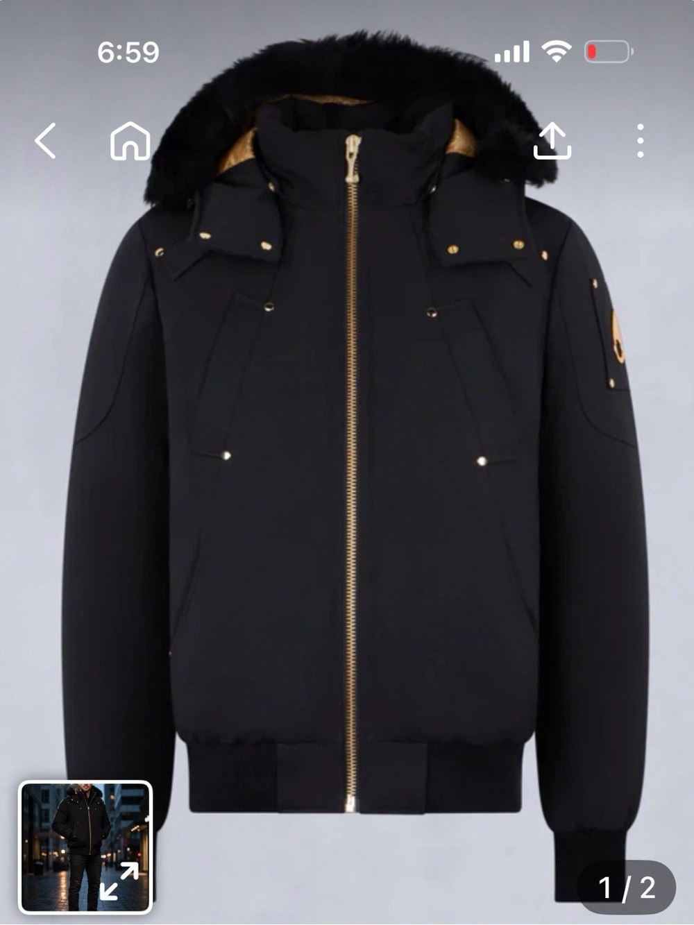 Moose knuckles Black Bomber Gold series Black Bomber Jacket